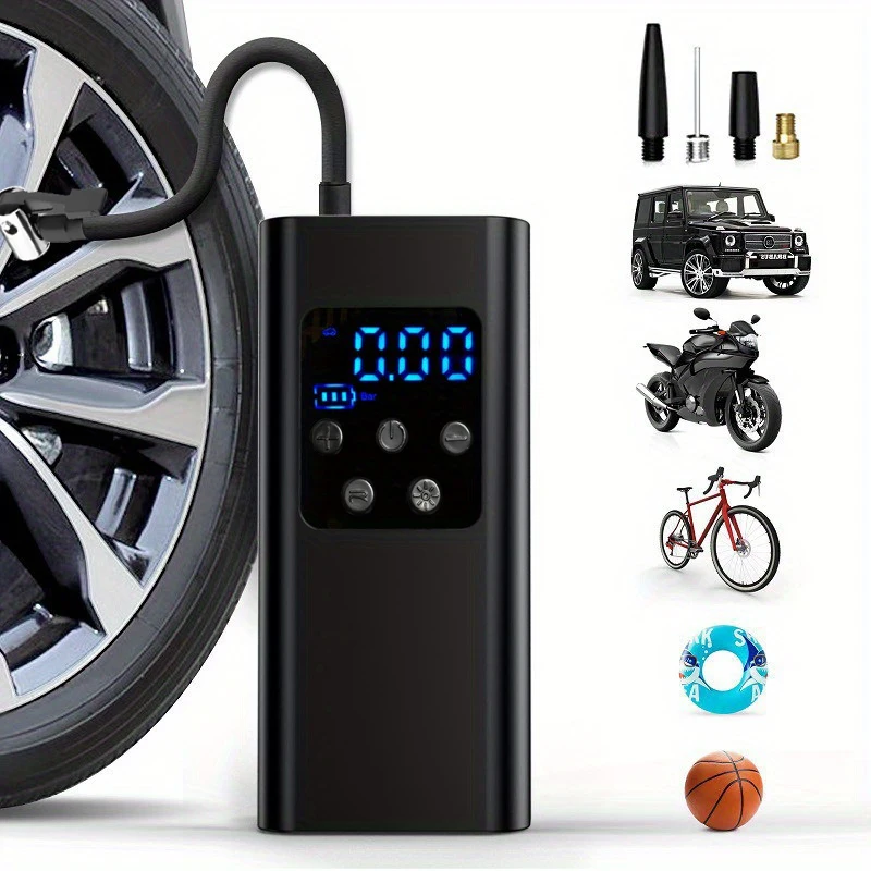 

Portable Air Compressor Tire Inflator 150PSI Car Tire Pump, LED Light,Faster One-Button Smart Cordless Tire Pump