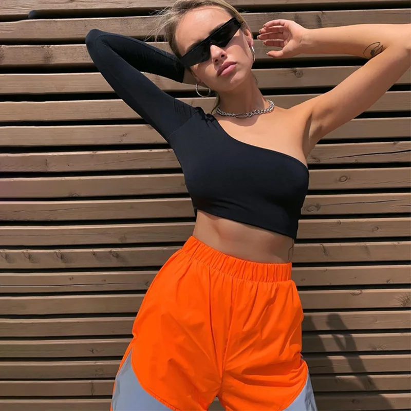 Y2K Spliced ​​reflective Night Running Pants Women High Waist Streetwear Jogging Trousers Female Casual Sweatpants Penicl Pant