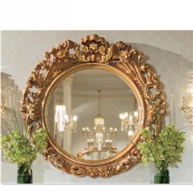 Royal Palace Rococo Luxurious Buffet Cupboard Wall Mirror Solid Wood Carved Exquisite Handcrafted Sideboard Mirror