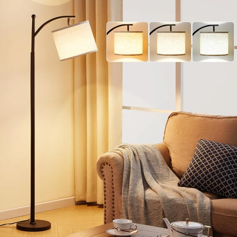 

Floor Lamp for Living Room with 3 Color Temperatures LED Bulb, Beige Lampshade & Foot Switch Included, Easy to Install