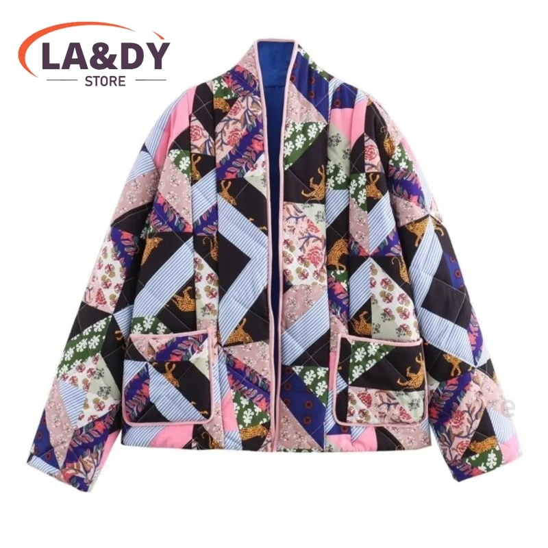 Jacket Coat 2024 Autumn Women Fashion Loose Versatile Printing Female Casual Long Sleeve Pockets Tops Outerwear