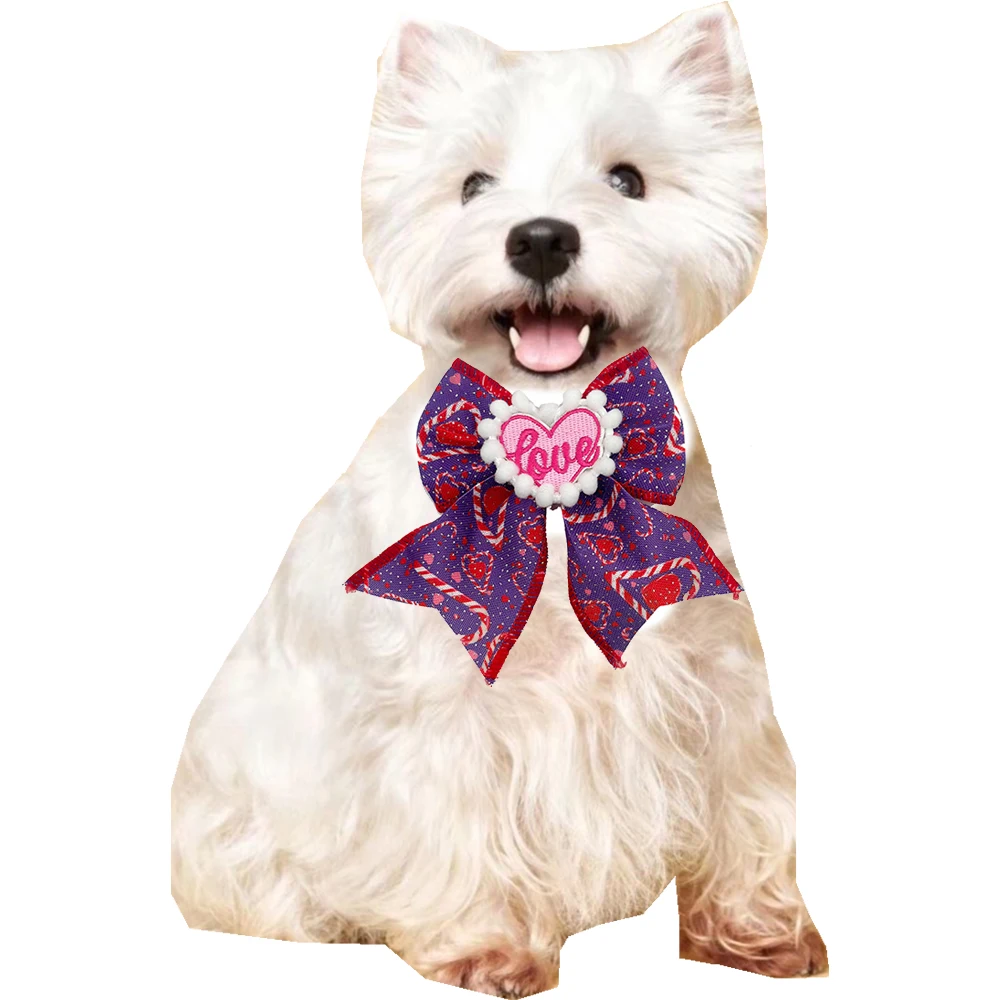 30/50pcs Valentine\'s Day Slidable Dog Bow Tie Exquisite Dog Collar Accessories Small Middle Dog Holiday Party Grooming Supplies