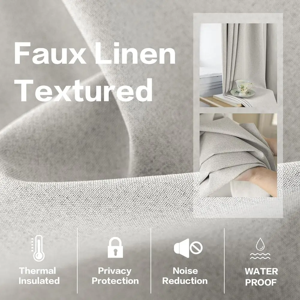 84 ستارة معزولة من الكتان الصناعي باللون الرمادي والبيج مع خطافات للباب المنزلق #6