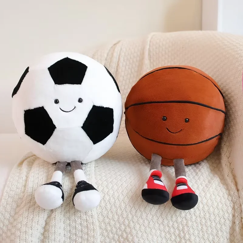 Cute Football Doll Basketball Baby Plush Toy Creative Football Doll Pillow Pet Ball Toy Dog Cat Toys Interactive