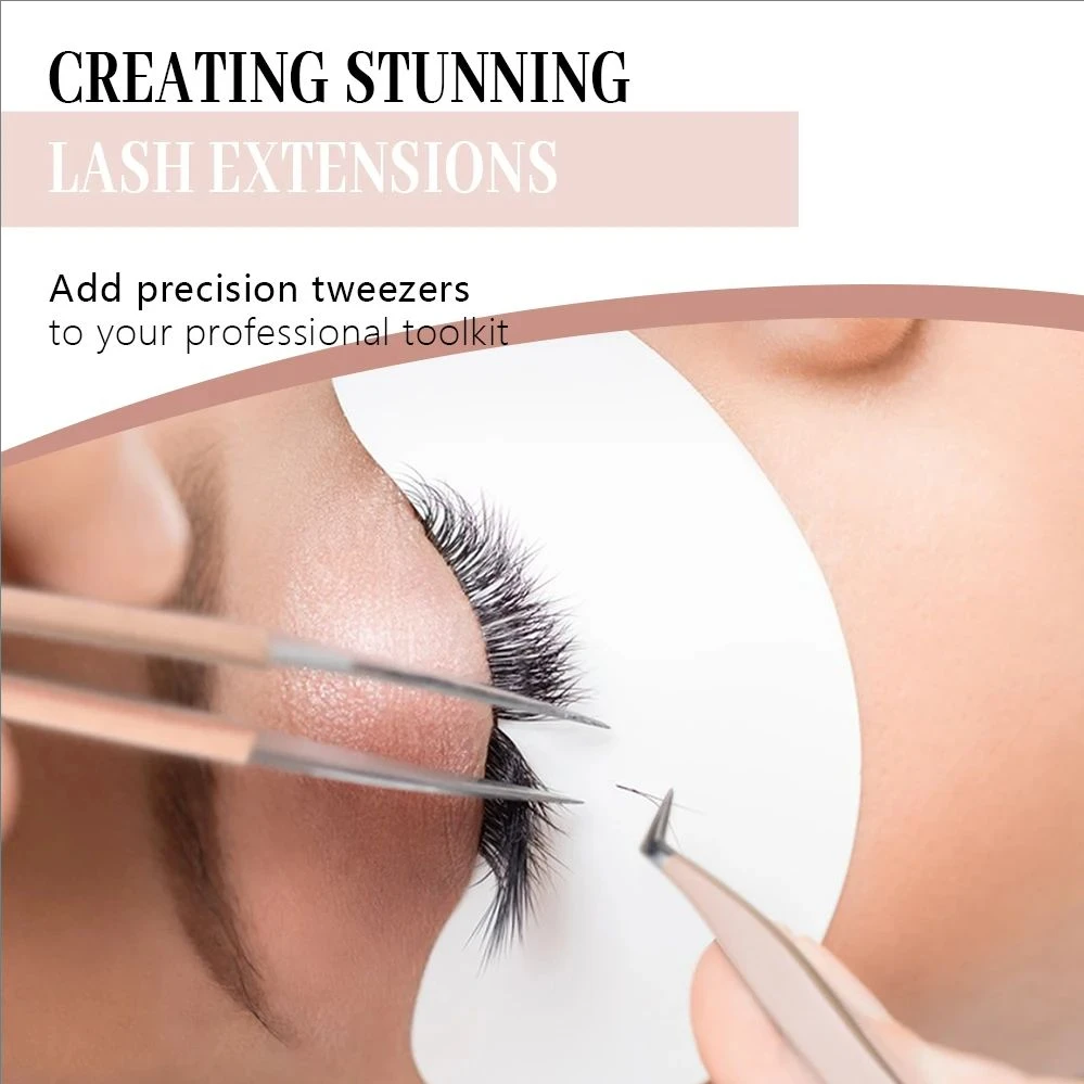 MJ 1 Pcs Eyelash Extension Tweezers Stainless Steel 3D Accurate Clip Eyelashes Tweezers Lash Extensions Supplies Set Tool