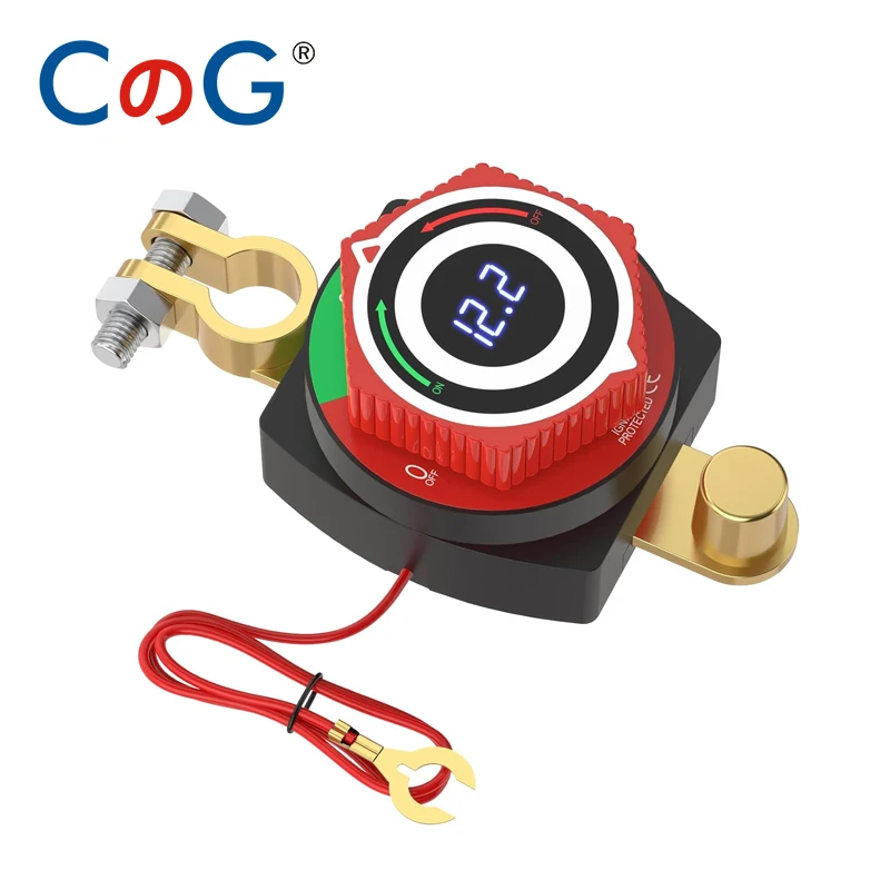 CG Digital Top Post/Side Post Battery Disconnect Switch with LED Voltmeter DC 5-80V ON/OFF Battery Kill Switch for Car,RV,Marine