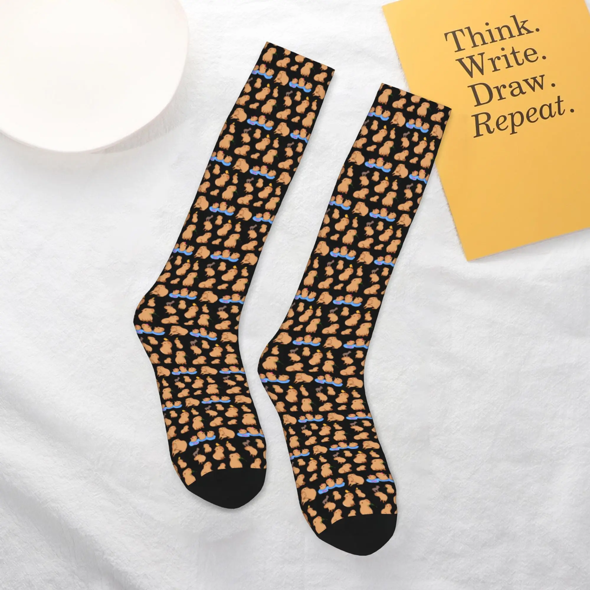 All Seasons Crew Stockings Capybara Pattern Socks Harajuku Fashion Hip Hop Long Socks Accessories for Men Women Christmas Gifts