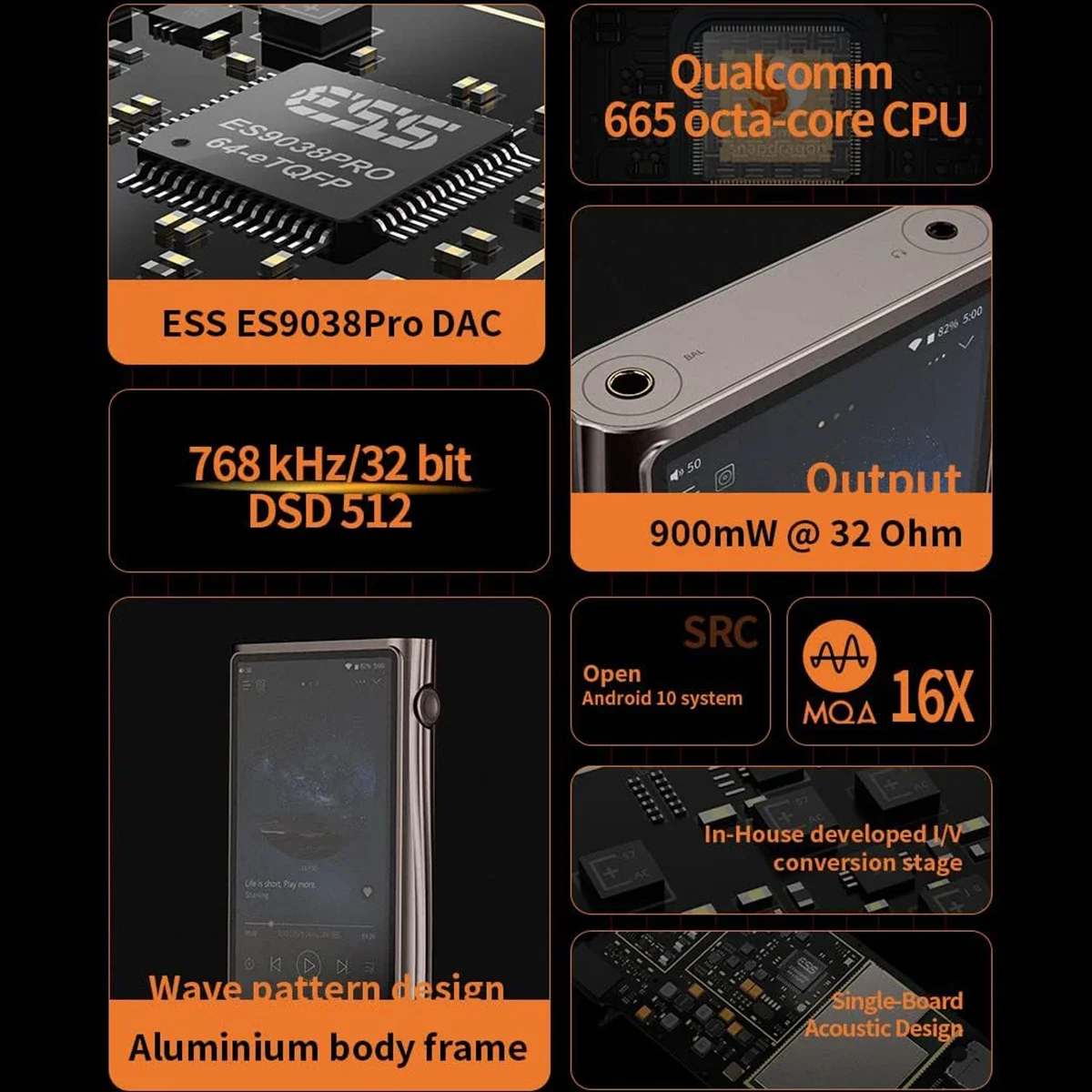 شانلينغ M7 Android10 HIFI مشغل موسيقى محمول مرحبا الدقة الصوت ES9038pro DAC MQA DSD512 8-Core Qualcomm CPU بلوتوث 5.0 LDAC