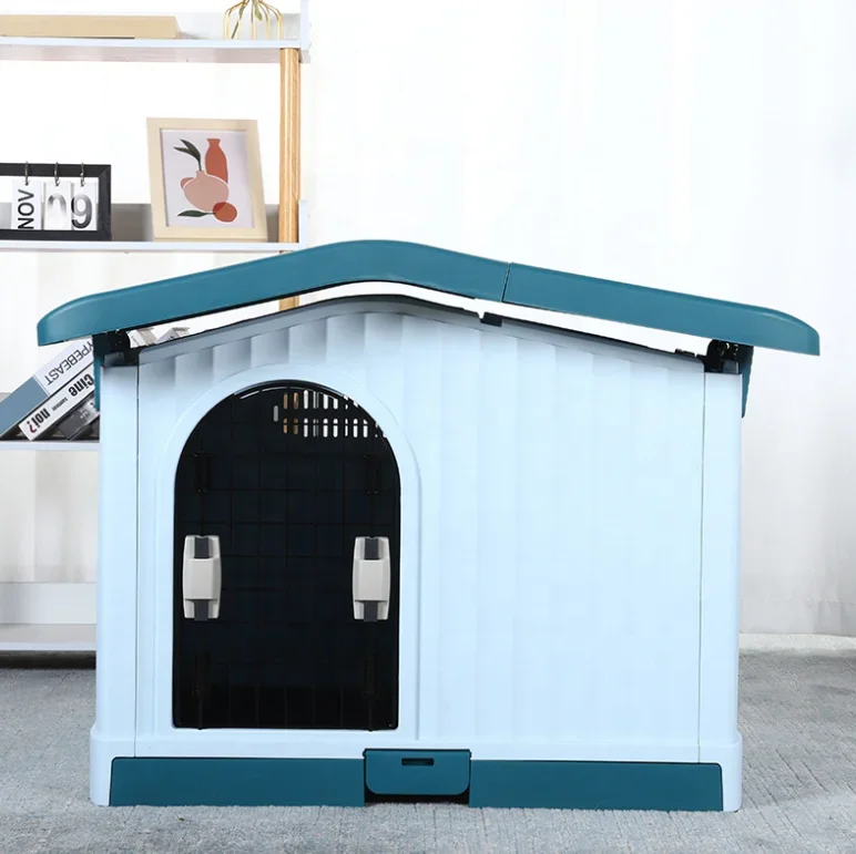 Dog House Outdoor Doghouse Puppy Shelter Large Plastic With Lift Able Roof Indoor With Detachable Base And Adjustable Bar Window