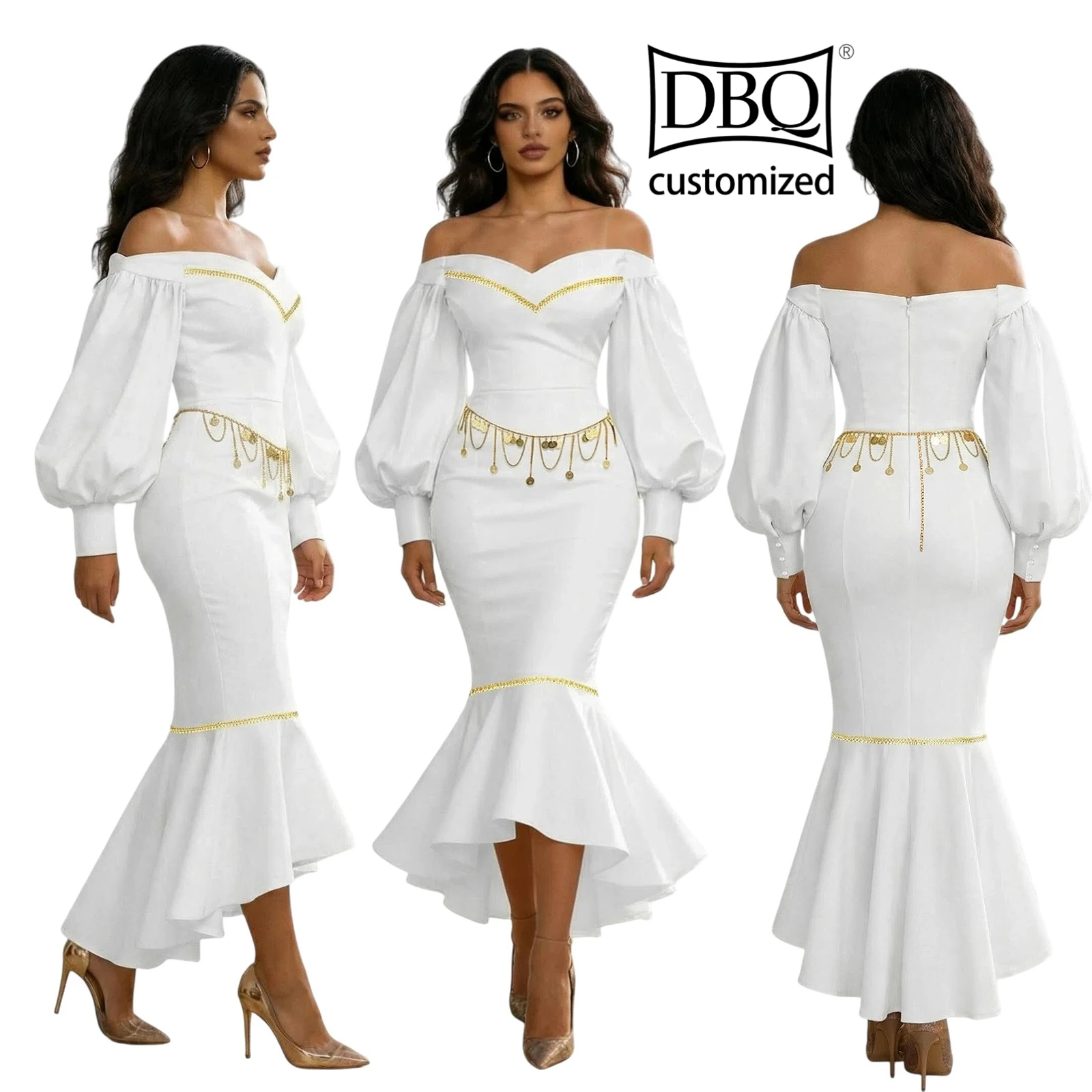 

DBQ Африканское платье-труба макси без бретелек на заказ, женское летнее платье с пышными рукавами, пошив на заказ BD089