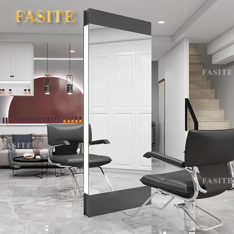 For Hair Full Body Floor Mirror with Light High End Barber Shop Perm Dyeing Cutting Standing Mirror Professional