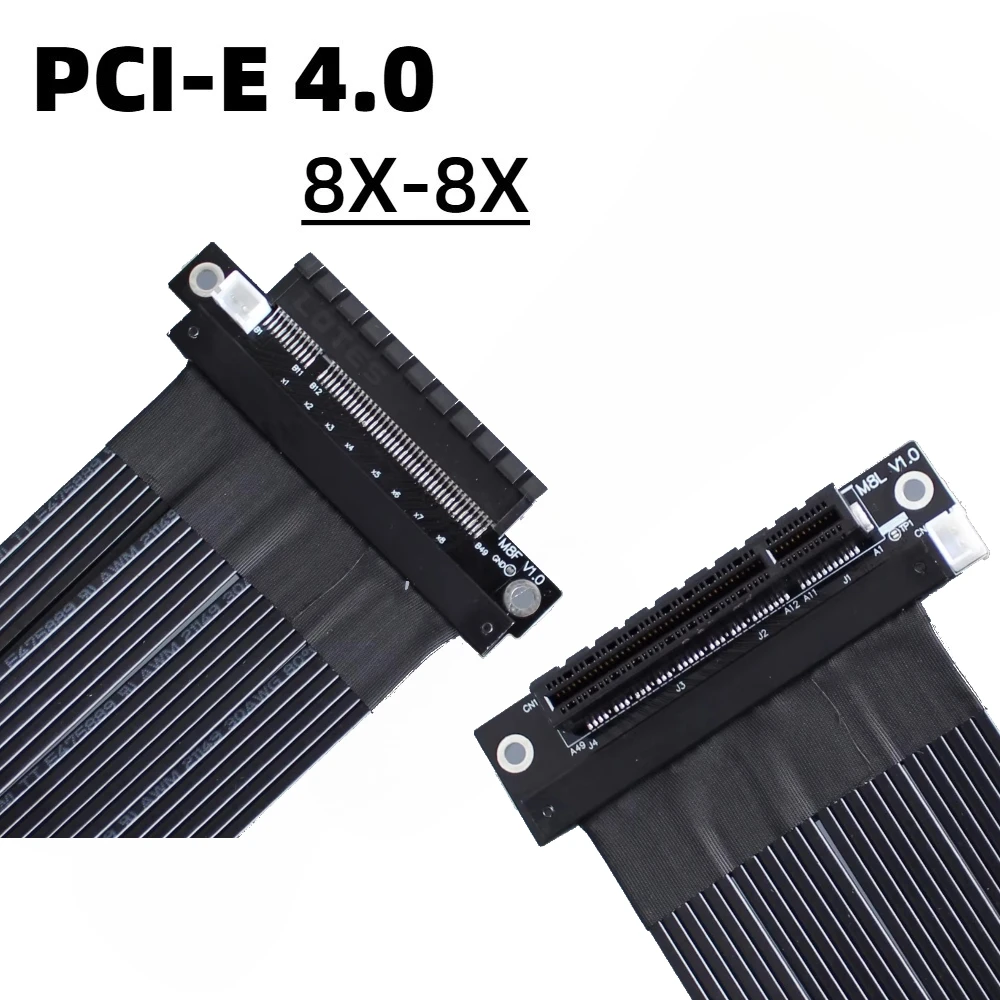 

PCIE x8 4.0 Riser Extension Cable for Graphics Card GPU PCI Express 8x Extender Ribbon Line Gen4.0 GTX M88SL/M88SF/M88VR 10～50cm