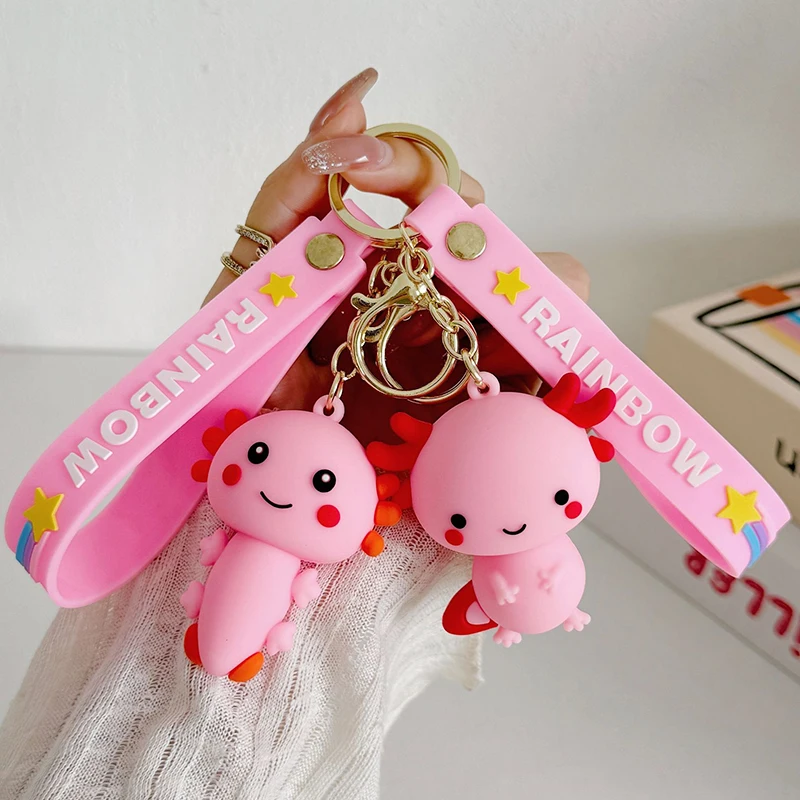 Axolotl Kawaii Keychain for Kids Cartoon Animal Shape Doll Pendant Cute Strap Fashion Keyring 2026 New Year Gift