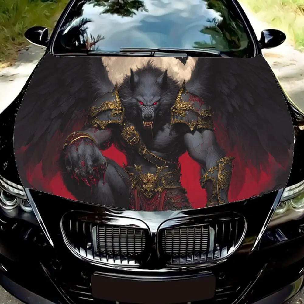 

Виниловая пленка для автомобиля Bloody Werewolf Demon, водонепроницаемая наклейка на капот автомобиля из ПВХ, самоклеящиеся устойчивые к царапинам наклейки для крышки двигателя