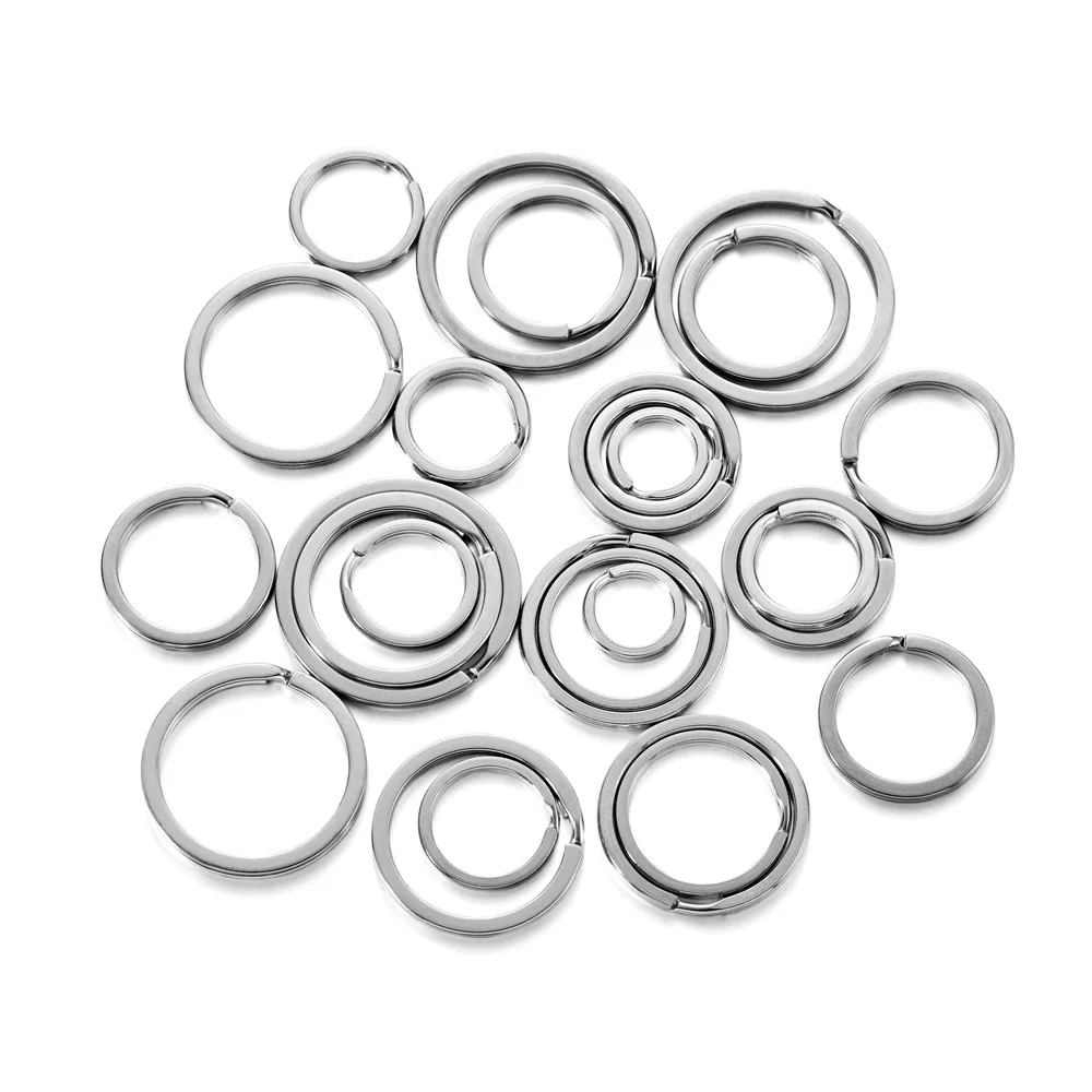 

10-20Pcs/Lot 15-35mm Stainless Steel Round Flat Steel Color Key Rings For Key Chains DIY Jewelry Necklace Making Accessories