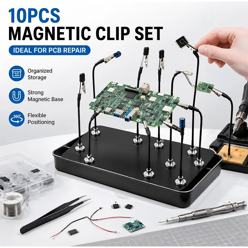 Magnetisches Löt-Dritthandwerkzeug Flexibler PCB-Halter mit Krokodilklemmen für Elektronik-Reparatur, Schweißen, DIY-Modellbau und Malerei – Detail 3