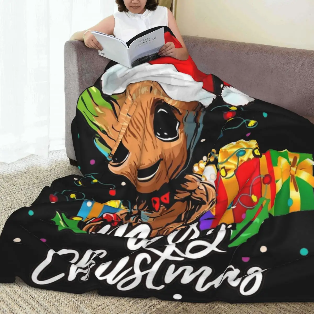 Guardians Of The Galaxy Groot Christmas Blankets Warm Soft Funny Plush Throw Blanket For Couch Bed Flannel Bedspread Bed Cover