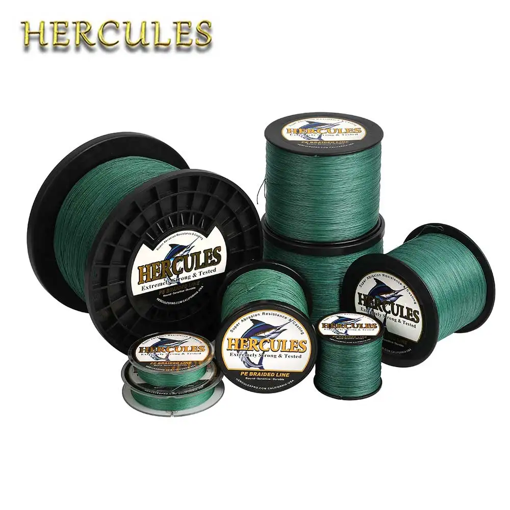 Linha de pesca trançada 8 strands10lb ao pe verde 300lb 100- 2000m pesca da carpa hercules multifilament cabo vissen presentes