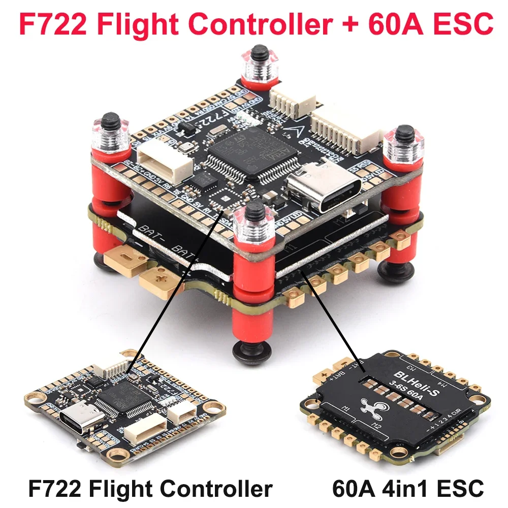 F405 F405HD / F7 F722 Kontroler lotu / F4 V3S Plus FC + 45A / 60A 4w1 BLheli_S ESC Stacks 30.5*30.5mm Dla RC FPV Racer Drone