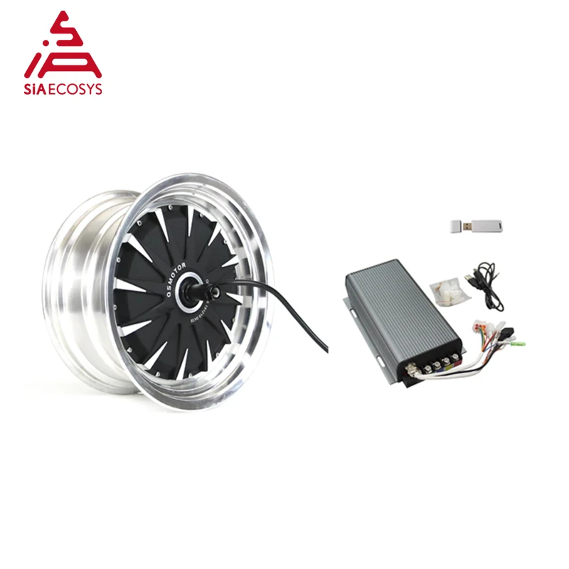 

QSMotor 12x7.5inch 3000W 260 72V 70kph HIgh power BLDC in wheel hub motor with sabvotonSVMC72150 controller for electric scooter