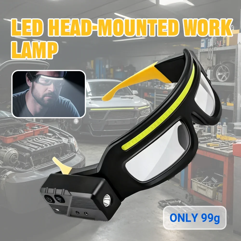 2 in 1 Glasses Headlamp USB-C Rechargeable Motion Sensor Touch Control 5 Modes 90 Rotatable Waterproof For Cycling Camping