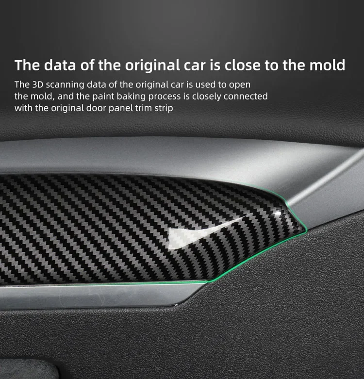 Für Tesla Model 3 Y 2019-2023 Armaturenbrett Türverkleidung Mittelkonsole Verkleidung Aufkleber ABS Abdeckung Carbonfaser Dekor Autozubehör – Detail 6