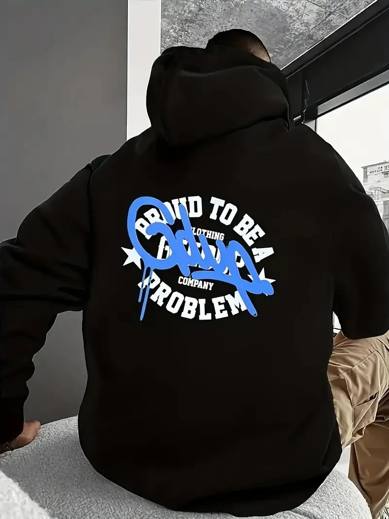 

Новая осенняя мужская толстовка с капюшоном 2025 года — повседневная и модная уличная простая мужская одежда с буквенным принтом.