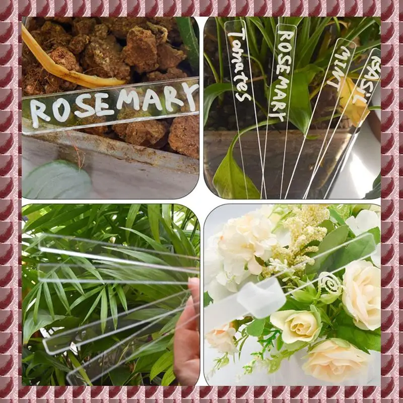 A95G 100PCS Acrylic Outdoor Label Markers Garden Labels Identification Label DIY Plant Gardening Weatherproof Vegetable Stake