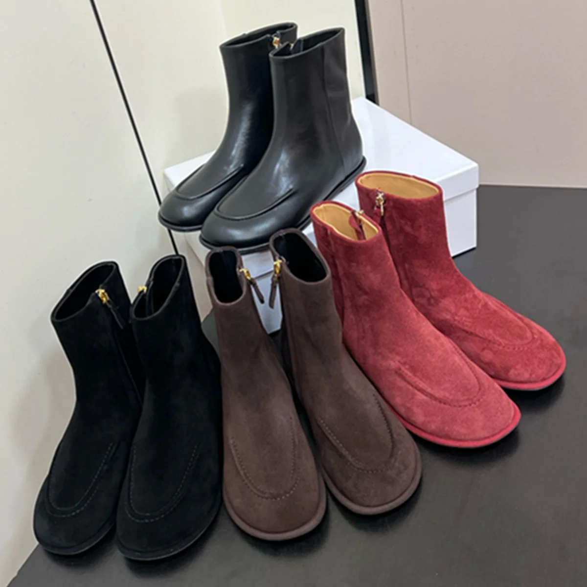 

Jenny&Dave Nordic Women's Boots Minimalist Winter Genuine Leather French Vintage Round Toe Boots Woman Shoes For Woman Shoes