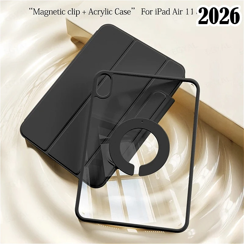 

Чехол-книжка Smart Cover с сильным магнитным креплением и акриловым корпусом для iPad Air 8, 7, 6, 5, 4, Pro 11, 13, M5, M4, M3, M2, 11-го поколения, A16, 10-го поколения, 10.9 дюймов (2026)