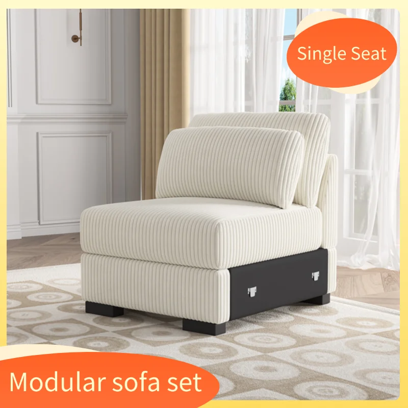 Image of Creahappy - Divano modulare monoposto in velluto a coste - Set divano modulare - Divano monoposto cod004