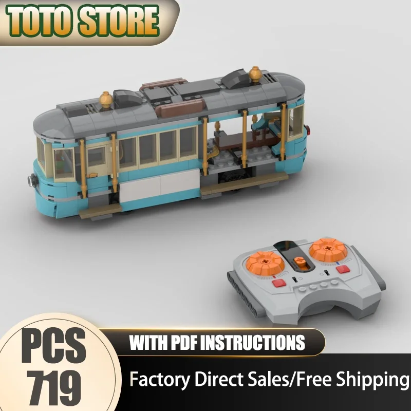 Moc Building Blocks Classic Beach Tram motorized with Power Function Technology Brick Assembly Construction Toy Holiday Gifts