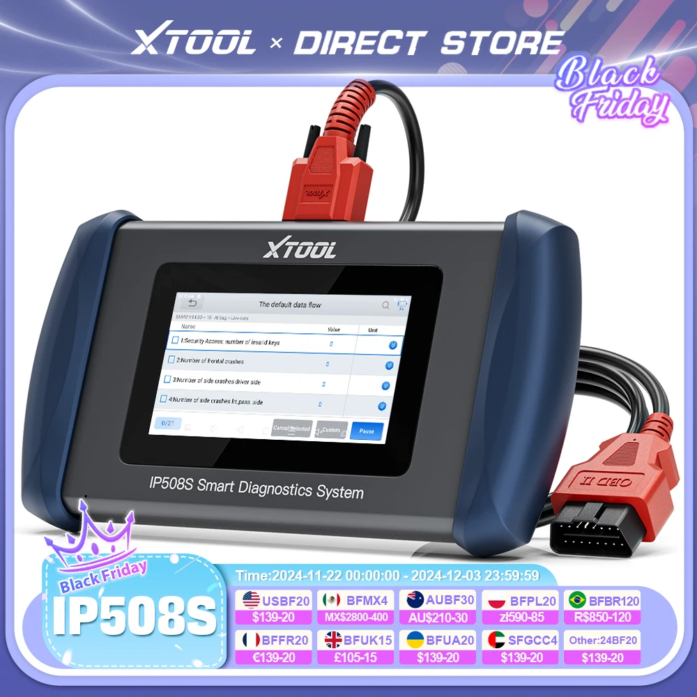 XTOOL InPlus IP508S OBD2 Automotive Scanner Car Diagnostic Tools ECM ABS TCM SRS EPB System Built-in CAN FD Free Update Lifetime