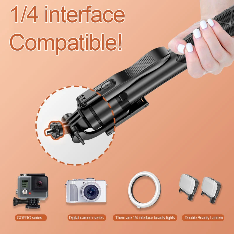 Poteau à Selfie Bluetooth pour téléphone Portable, double lumière de remplissage, stabilisateur portatif, poteau télescopique, support de Streaming en direct, trépied