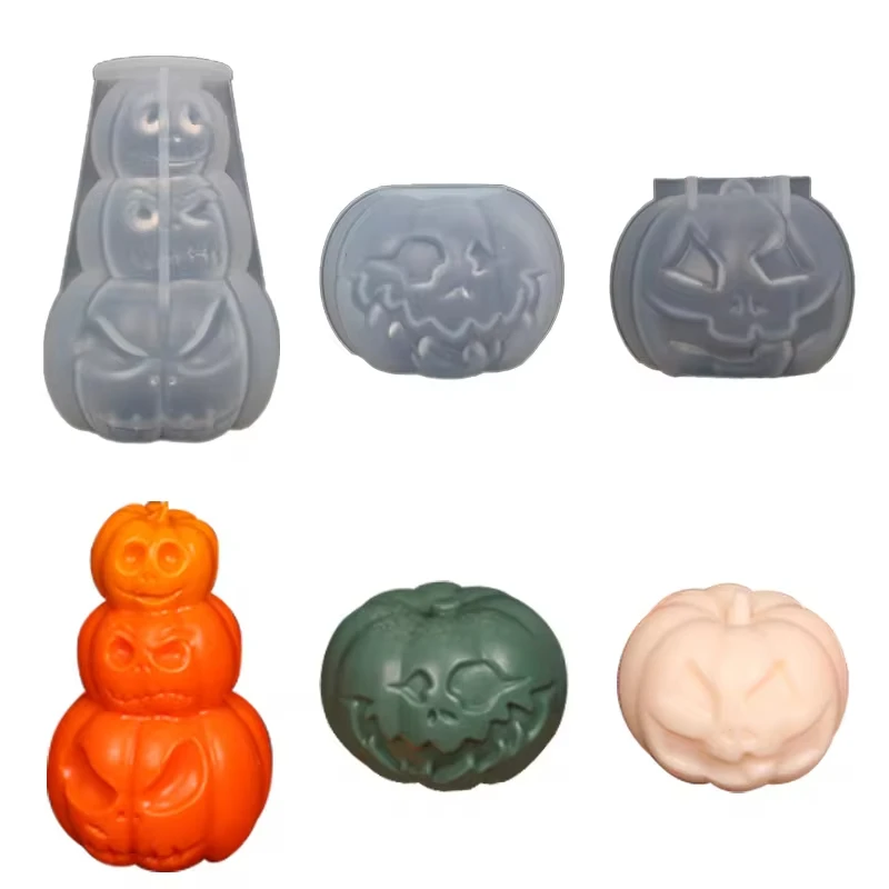 Espressione di Halloween candela di zucca stampo in Silicone fai da te aromaterapia balsamo goccia stampo tema vacanza decorazione festa Souvenir