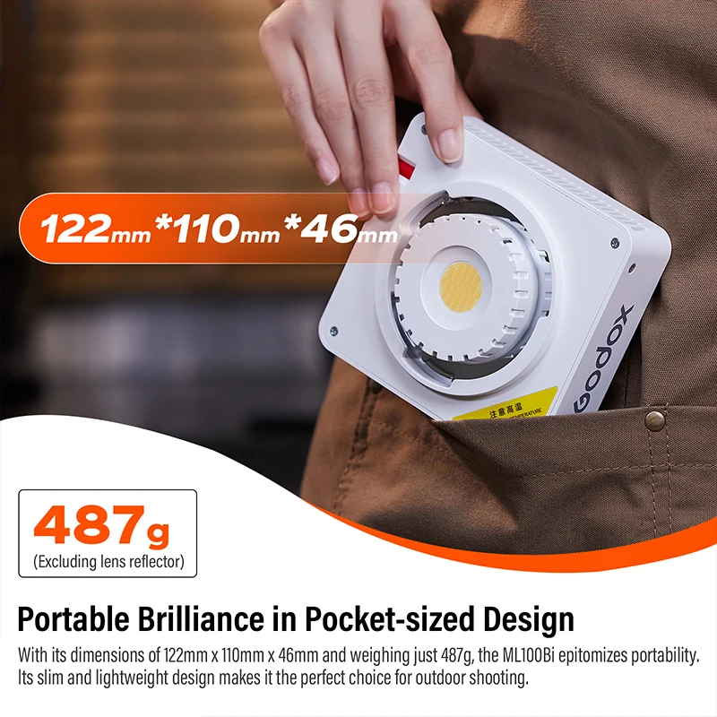 Godox ML100Bi/ML100R luz LED bicolor 120W Control integrado y por aplicación lámpara de fotografía portátil para grabación de vídeo transmisión en vivo