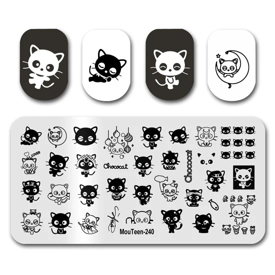 Nail Art Stamping MouTeen-240 Disney Cute Cat Nail Stamping Plates Set Manicure per Nail Art Stamper