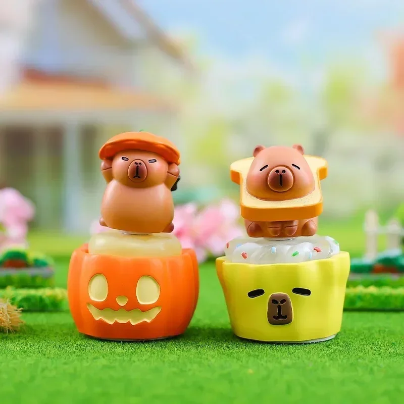 Capibala กล่องตาบอดเครื่องประดับหมุนกระดิ่งสไตล์โต๊ะสัตว์เลี้ยงน่ารัก Decompression หมุนเสียงปลดล็อค 6 รูปร่างการรักษา