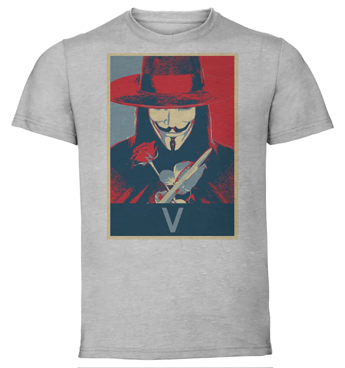 T-Shirt Unisex Grey Propaganda V for Vendetta V