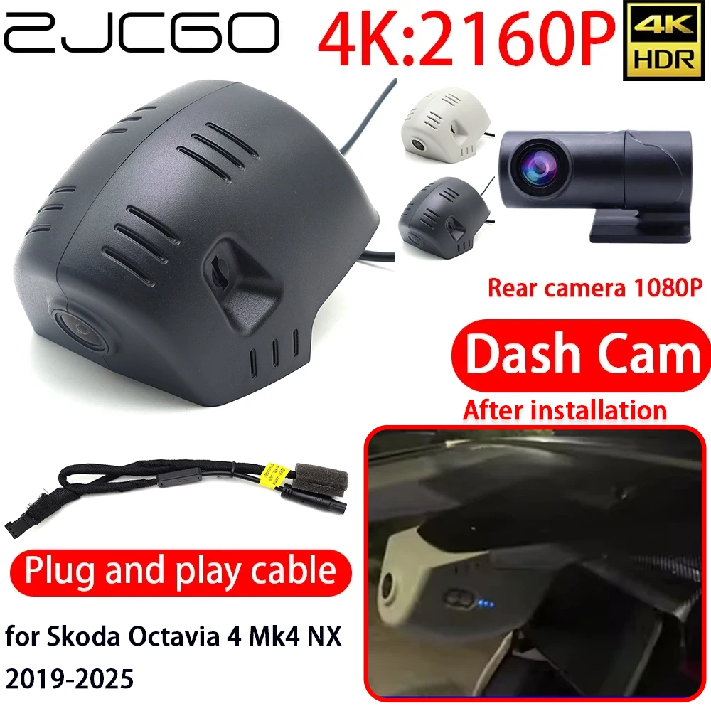 ZJCGO 4K DVR Dash Cam Wifi Lens Camera 24h Monitor Recording for Skoda Octavia 4 Mk4 NX 2019-2025