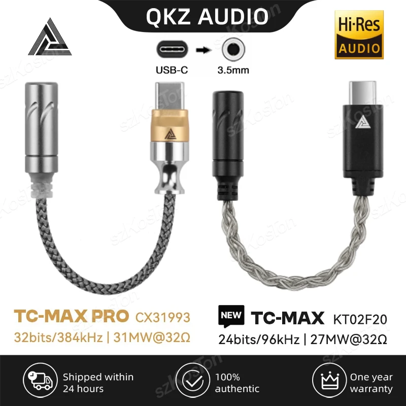 QKZ TC MAX Pro USB Type-C to 3.5mm DAC Audio Interface Decoder Adapter CX31993/KT02F20 Headphone Amplifier for iPhone Samsung