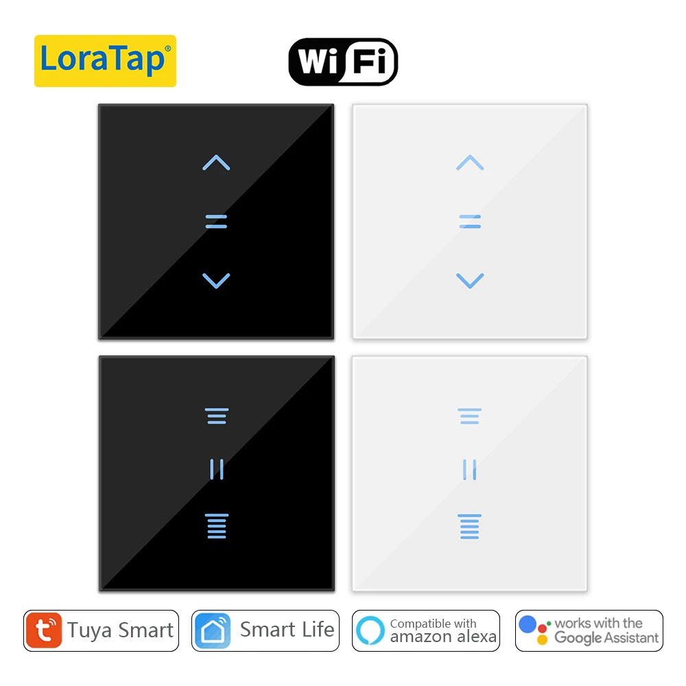 מתג חכם LoraTap WiFi לתריסים ווילונות — תואם Tuya Smart Life, שליטה קולית עם Alexa/Google