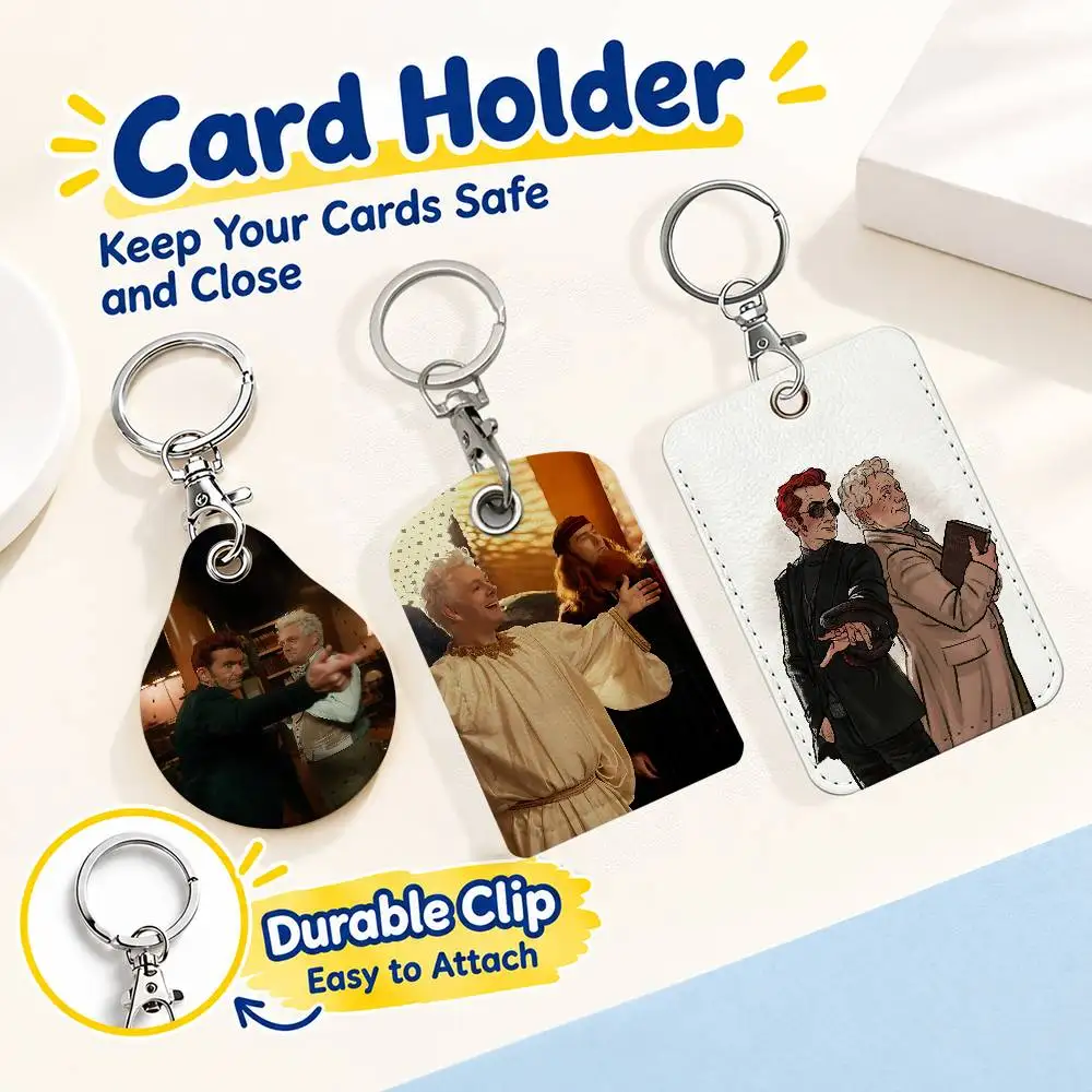 FOR Good Omens Card Holder Keychain Key Ring Door Lock Access Protective Case For Security Gift