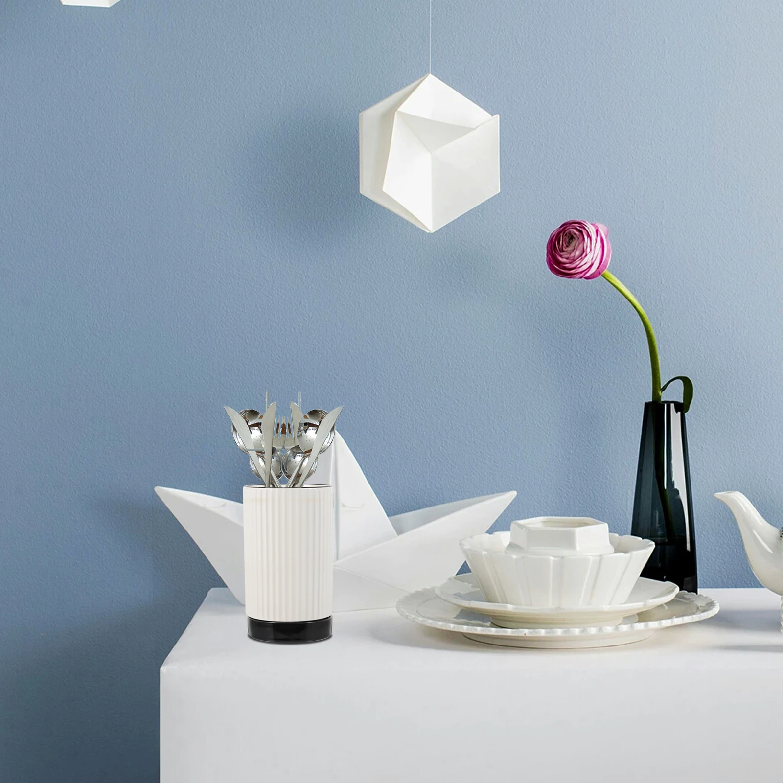 

1Pcs Multipurpose Ceramic Chopstick Holder Kitchen Organizer Utensil Storage Rack Flatware Draining Countertop Caddy