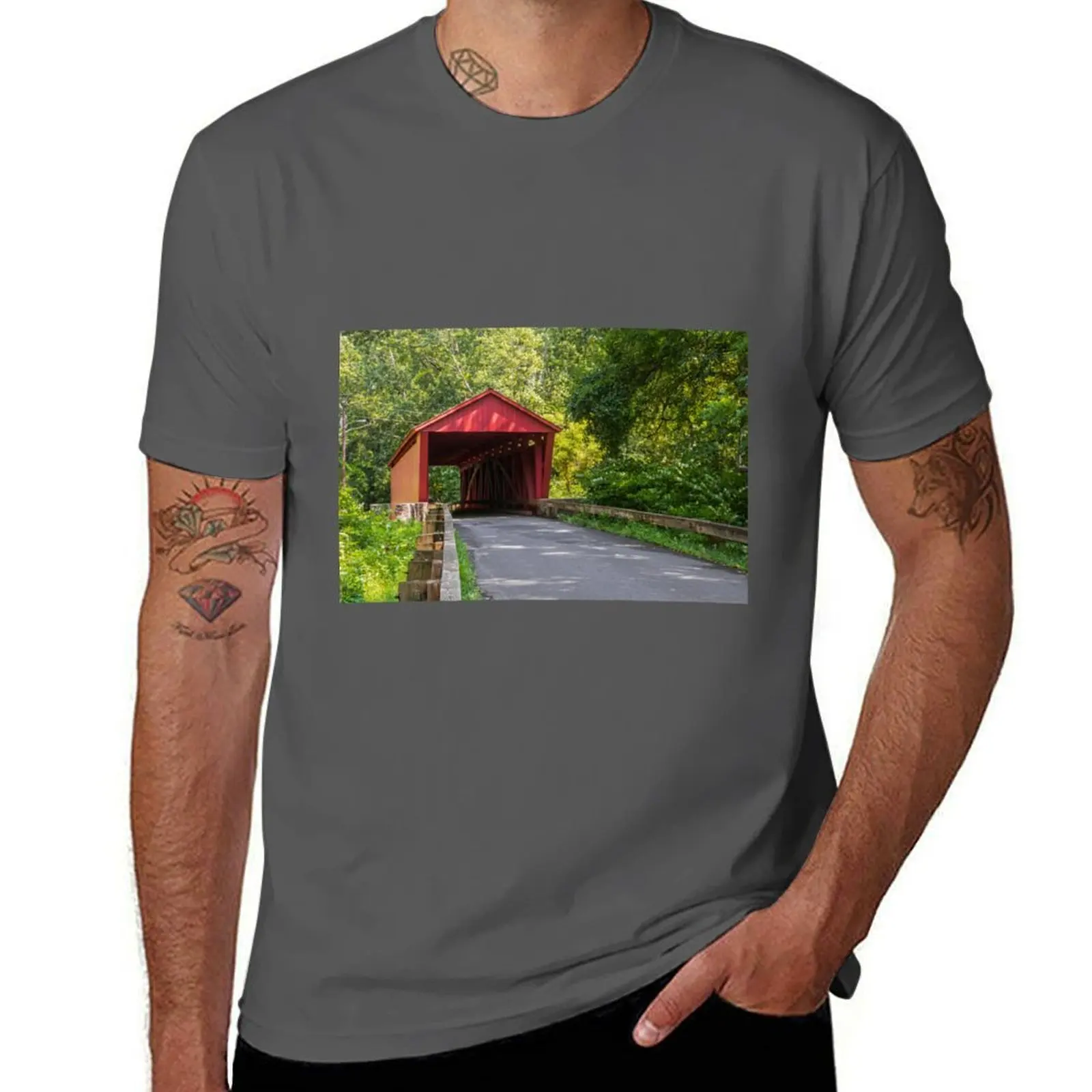 

Jericho Covered Bridge T-Shirt t shirt custom print man t shirts for men casual mens graphic t shirts T-Shirt