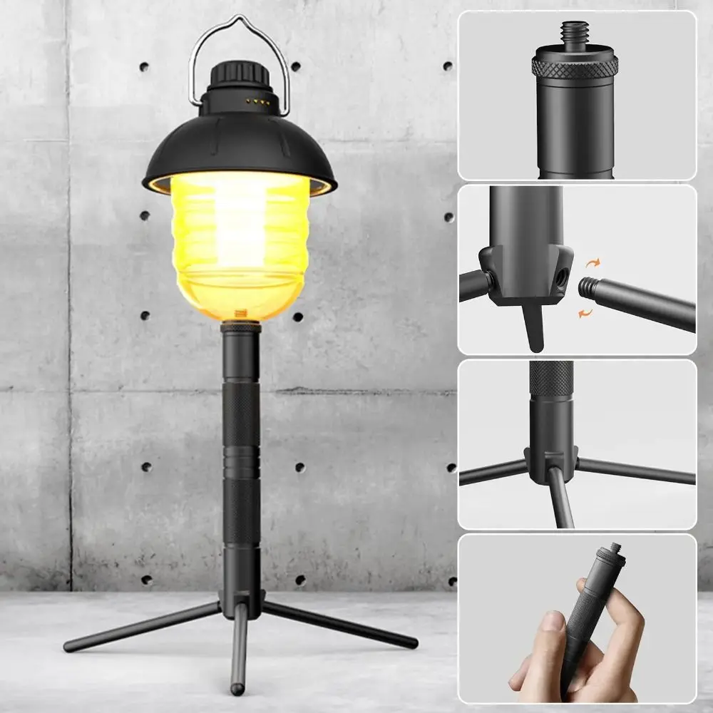 

Hiking Equipment Aluminum Alloy Lantern Stand Portable Mini Phone Tripod Stand Foldable Camping Ground Holder Mobile Phone