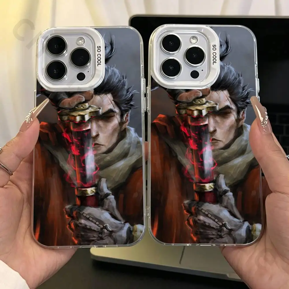

S-SEKIRO TGA Wolf Brooches Phone Case For iPhone Air 16 15 14 Pro Max Plus 13 12 11 17 Pro Max Mini Hard Cover