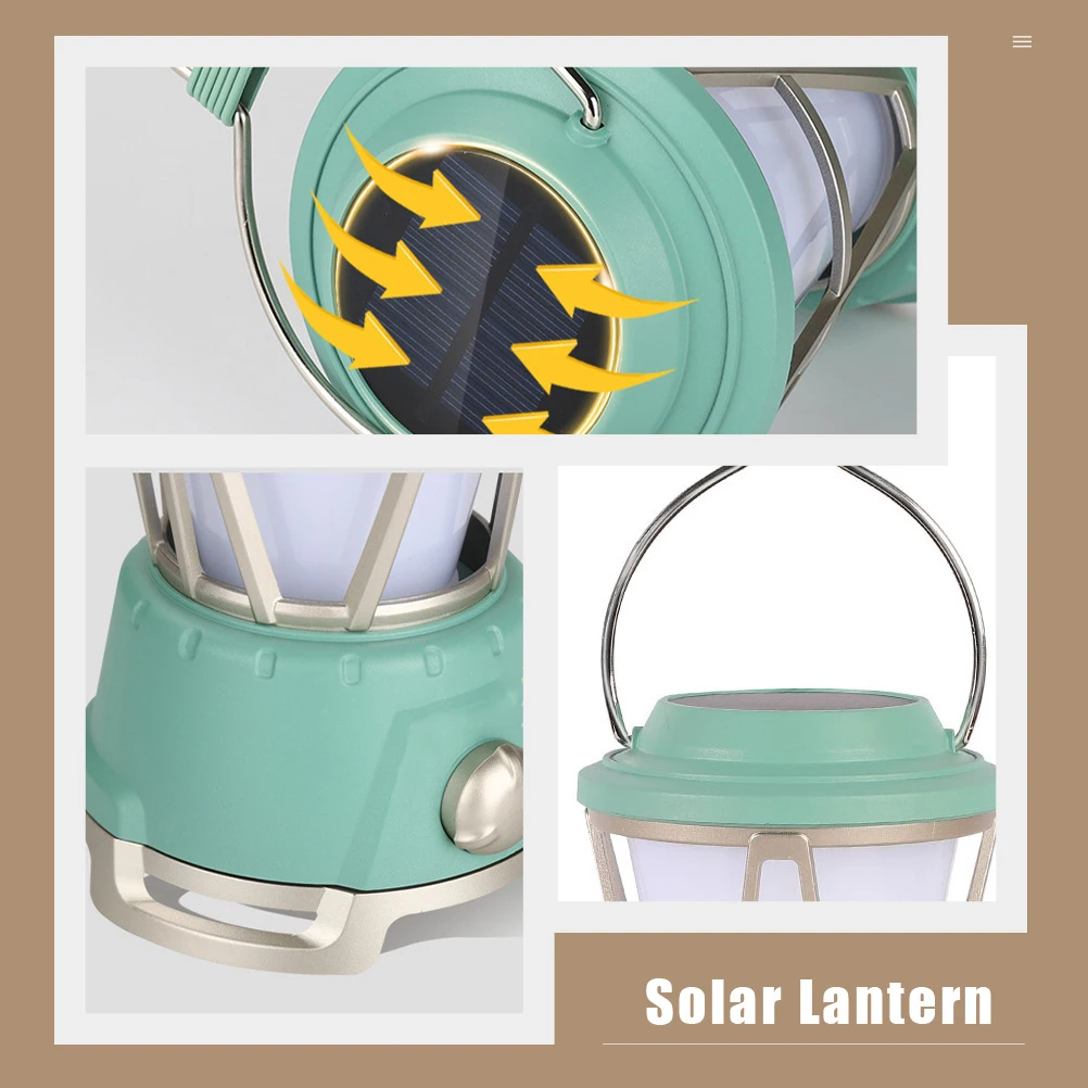 

Solar Outdoor Multi function Retro ABS Tent Light Tent Lantern Portable Solar Camping Lantern H Camping Supply