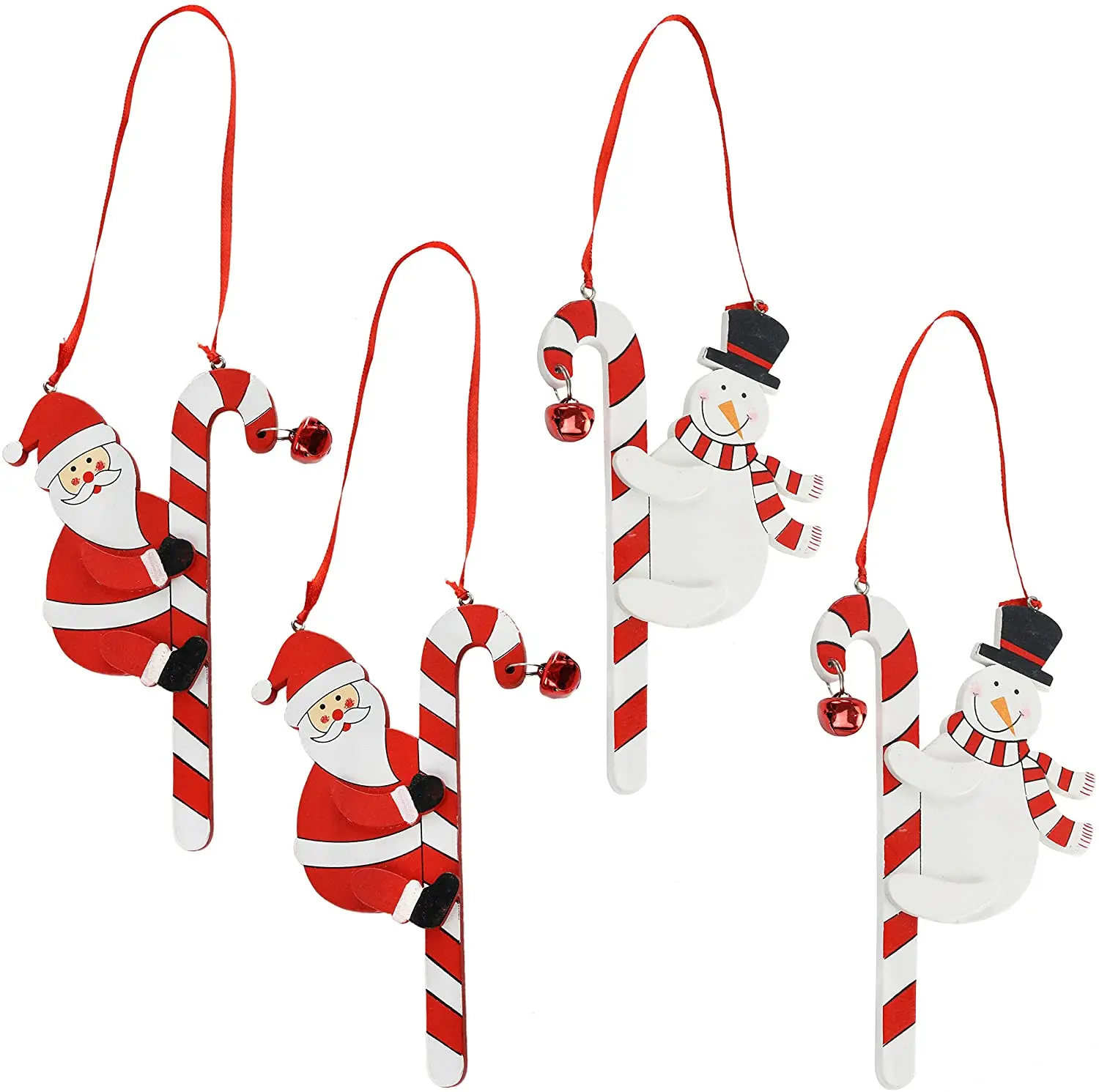 

40 pcs Christmas Tree Decoration with bells Wooden Santa and Snowman Decoration Christmas Gift