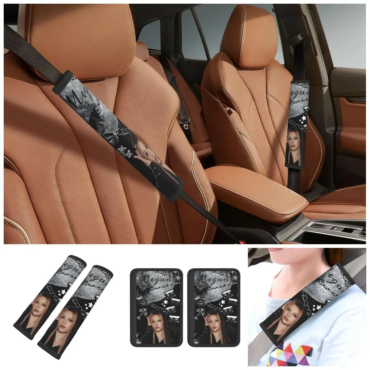 Car Katseyes Kpop Girl Group Seat Belt Cover Soft SeatBelt Pads Cover for Cars Backpack